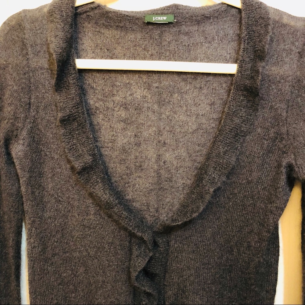 J. Crew Charcoal Ruffled Cardigan - Picture 3 of 5